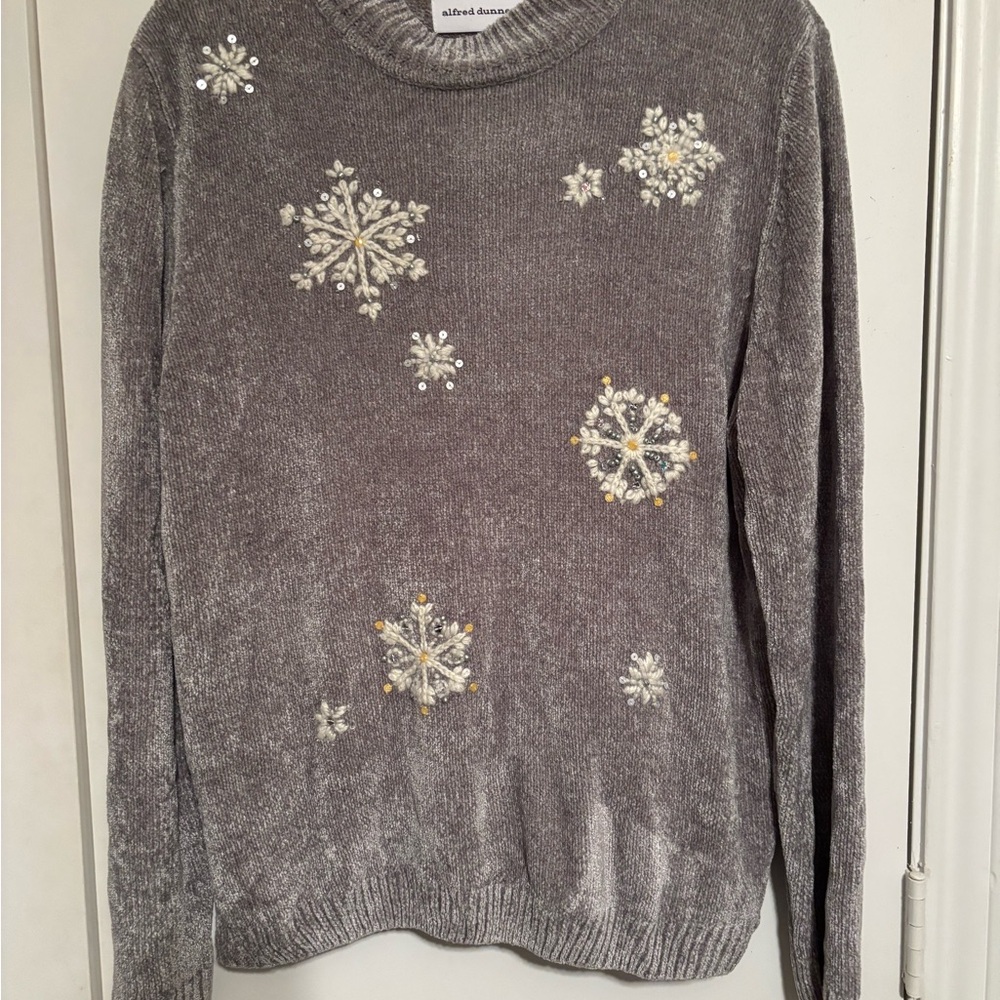 Alfred Dunner Gray Snowflake Sweater